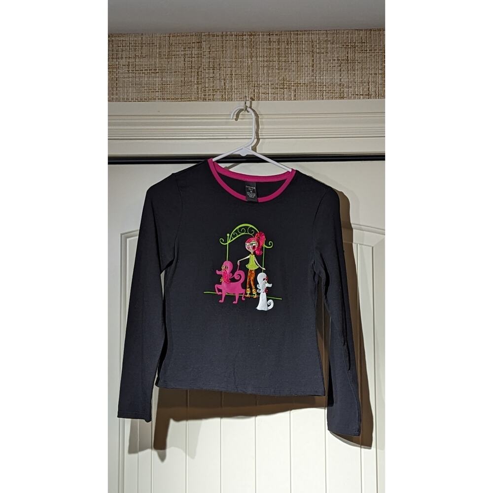 Copper Key Girl's Size 12 Dog Walking Long Sleeve Cotton Jersey